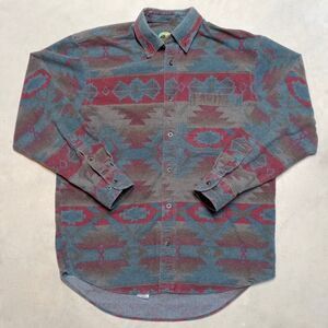 Vintage Cabela's Southwestern Aztec Shirt Size MEDIUM Button Chamois Flannel 90s
